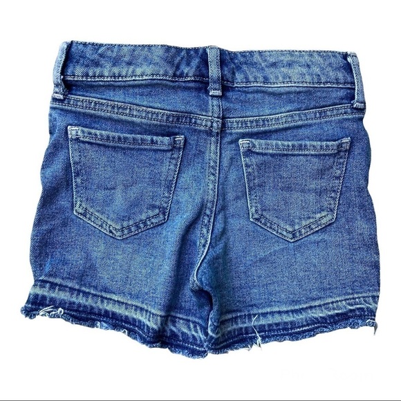 Gap Denim Girl's Size 7 Stretch Midi Shorts Denim Distressed Light blue raw hem - Picture 2 of 6